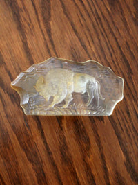 vintage resin paperweight with grazing bison
