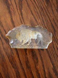 vintage resin paperweight with grazing bison