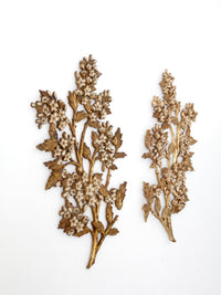 mid-century Syroco dogwood wall art sculptures pair