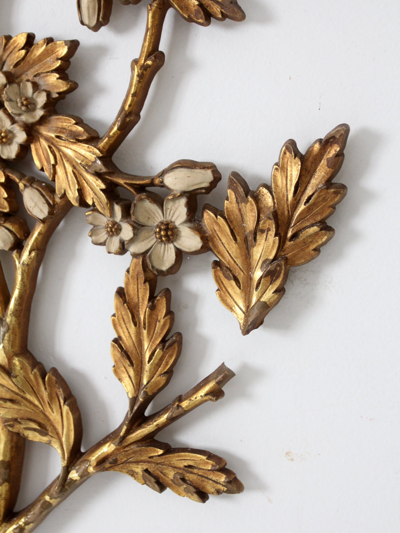 mid-century Syroco dogwood wall art sculptures pair