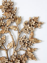 mid-century Syroco dogwood wall art sculptures pair