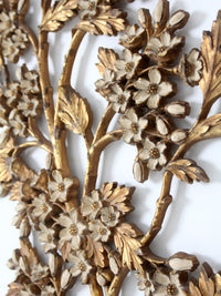 mid-century Syroco dogwood wall art sculptures pair