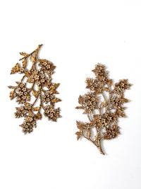 mid-century Syroco dogwood wall art sculptures pair