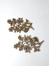 mid-century Syroco dogwood wall art sculptures pair