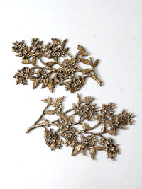 mid-century Syroco dogwood wall art sculptures pair