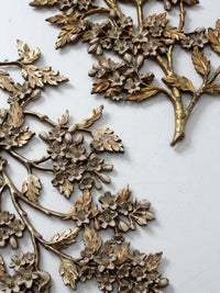 mid-century Syroco dogwood wall art sculptures pair