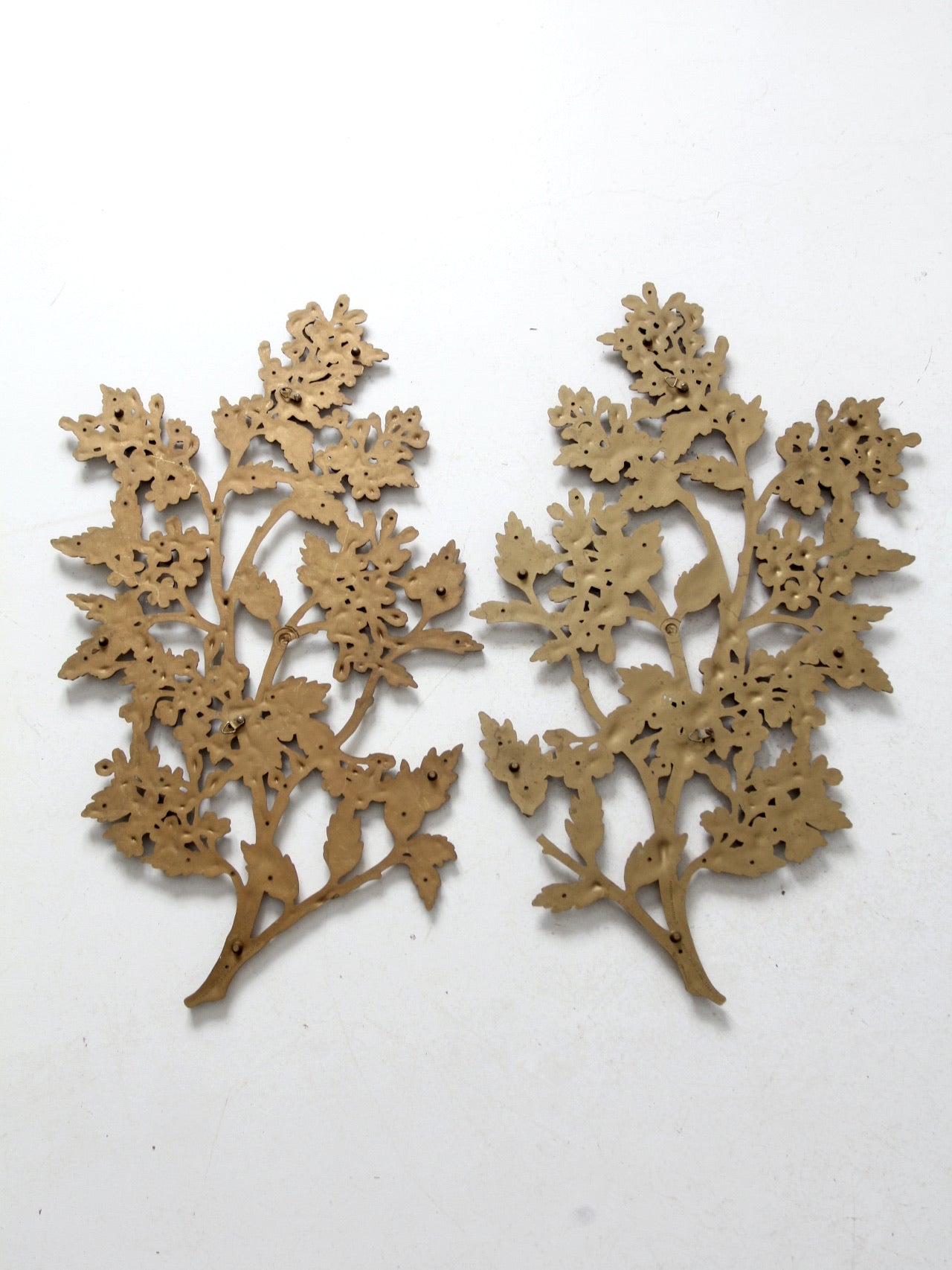 mid-century Syroco dogwood wall art sculptures pair
