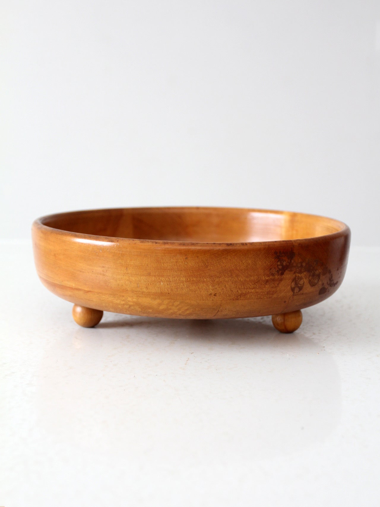 vintage footed wood bowl