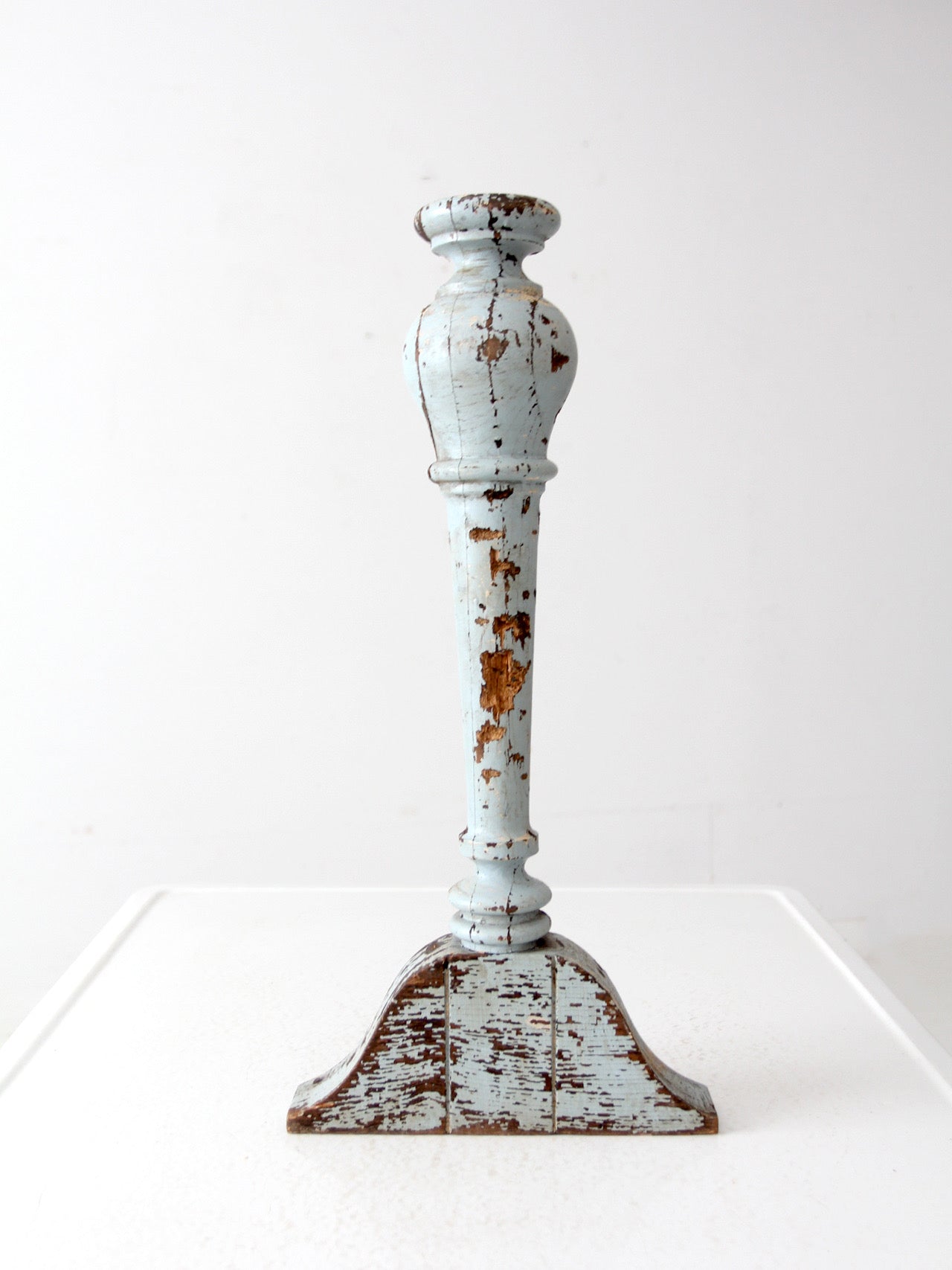 antique distressed blue baluster fragment