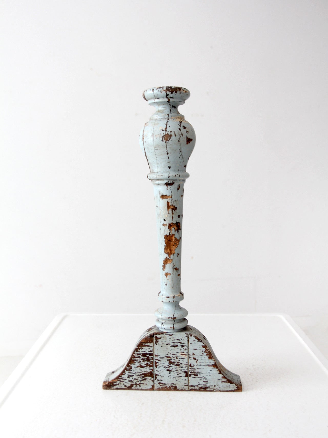 antique distressed blue baluster fragment