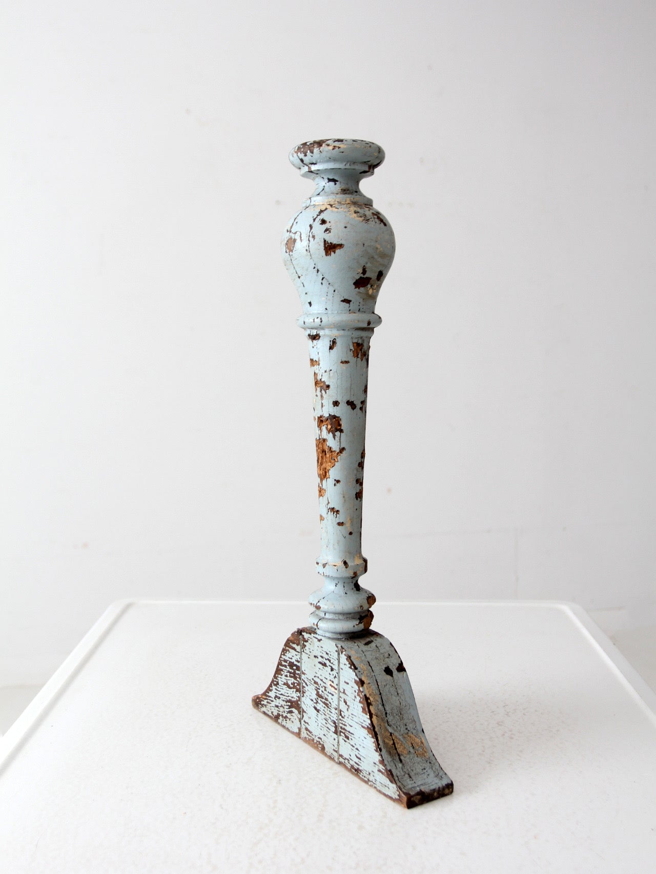 antique distressed blue baluster fragment