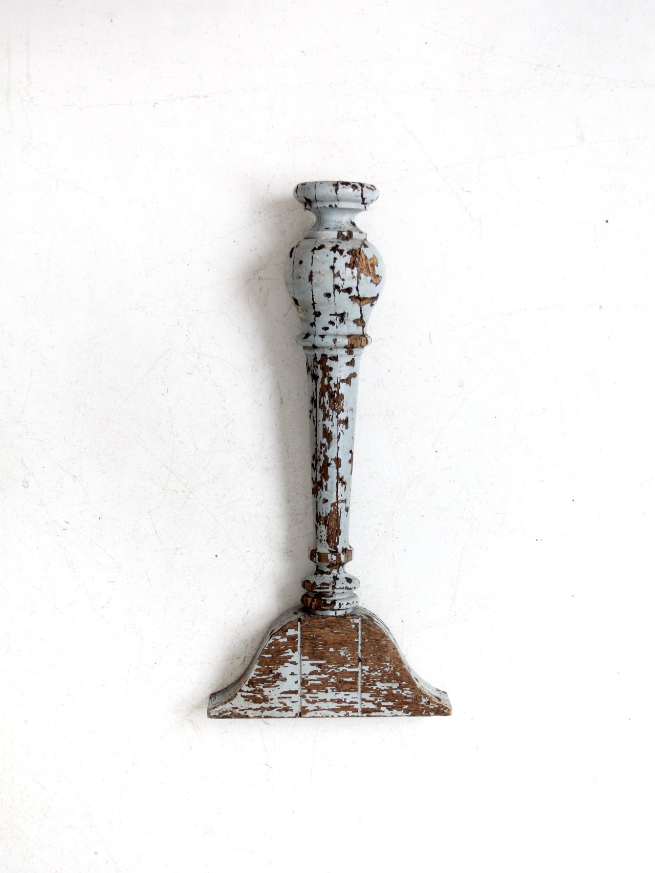 antique distressed blue baluster fragment