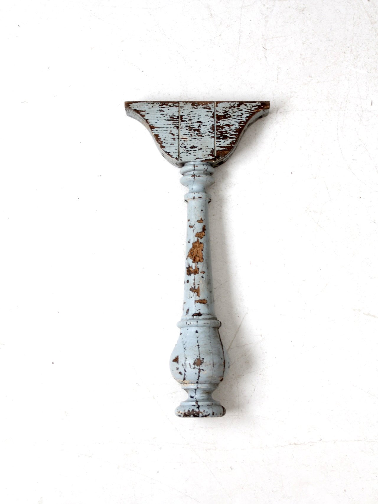 antique distressed blue baluster fragment
