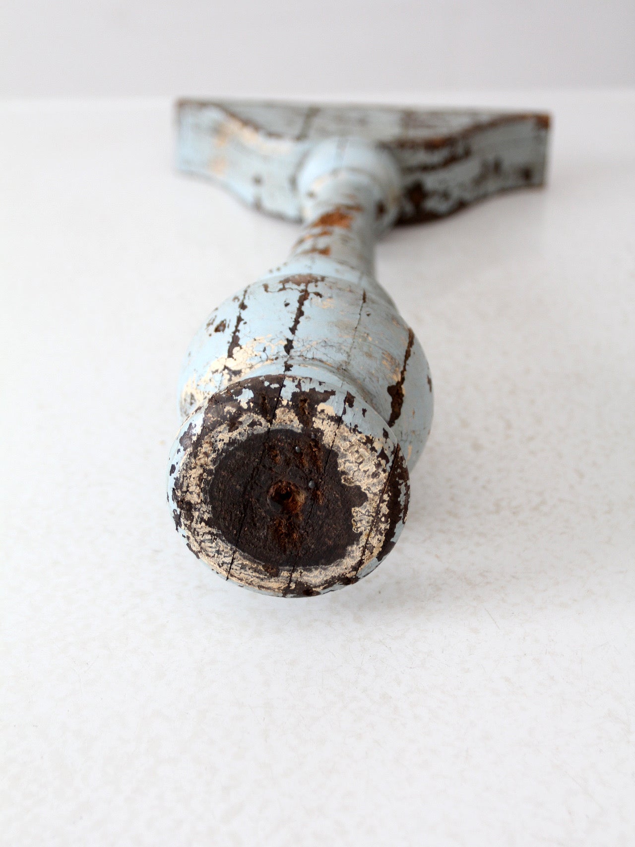 antique distressed blue baluster fragment