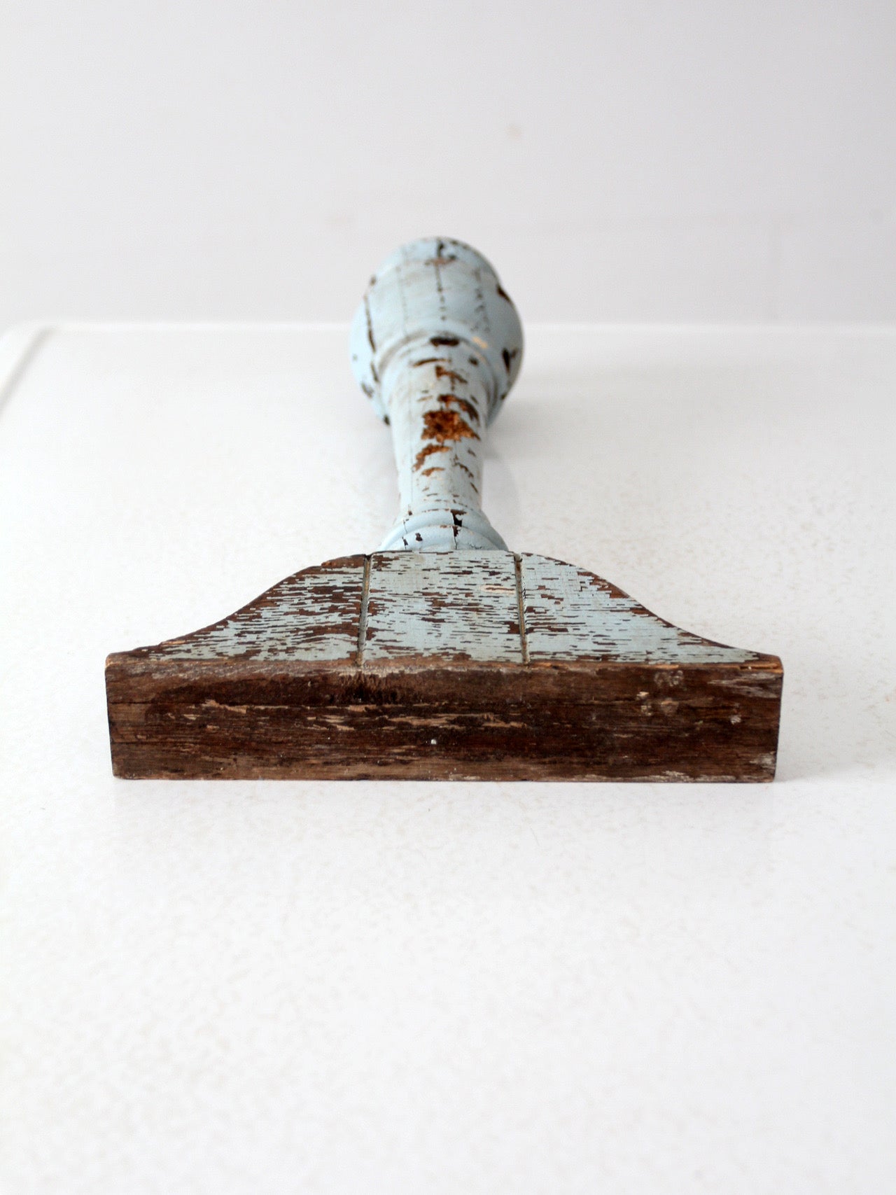 antique distressed blue baluster fragment