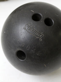 mid-century Ebonite 16 lb bowling ball with bag