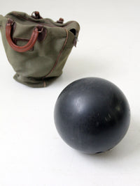 mid-century Ebonite 16 lb bowling ball with bag
