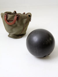mid-century Ebonite 16 lb bowling ball with bag