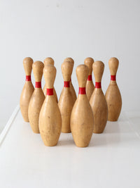 set of 10 vintage wooden bowling pins