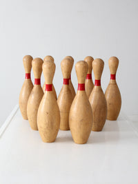set of 10 vintage wooden bowling pins