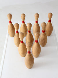 set of 10 vintage wooden bowling pins