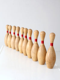 set of 10 vintage wooden bowling pins