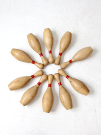 set of 10 vintage wooden bowling pins