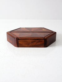 mid-century parquetry hexagonal box