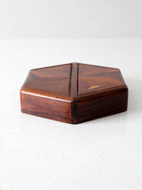 mid-century parquetry hexagonal box