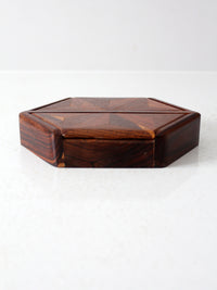 mid-century parquetry hexagonal box