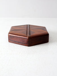 mid-century parquetry hexagonal box