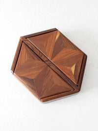 mid-century parquetry hexagonal box