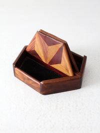 mid-century parquetry hexagonal box