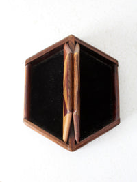 mid-century parquetry hexagonal box