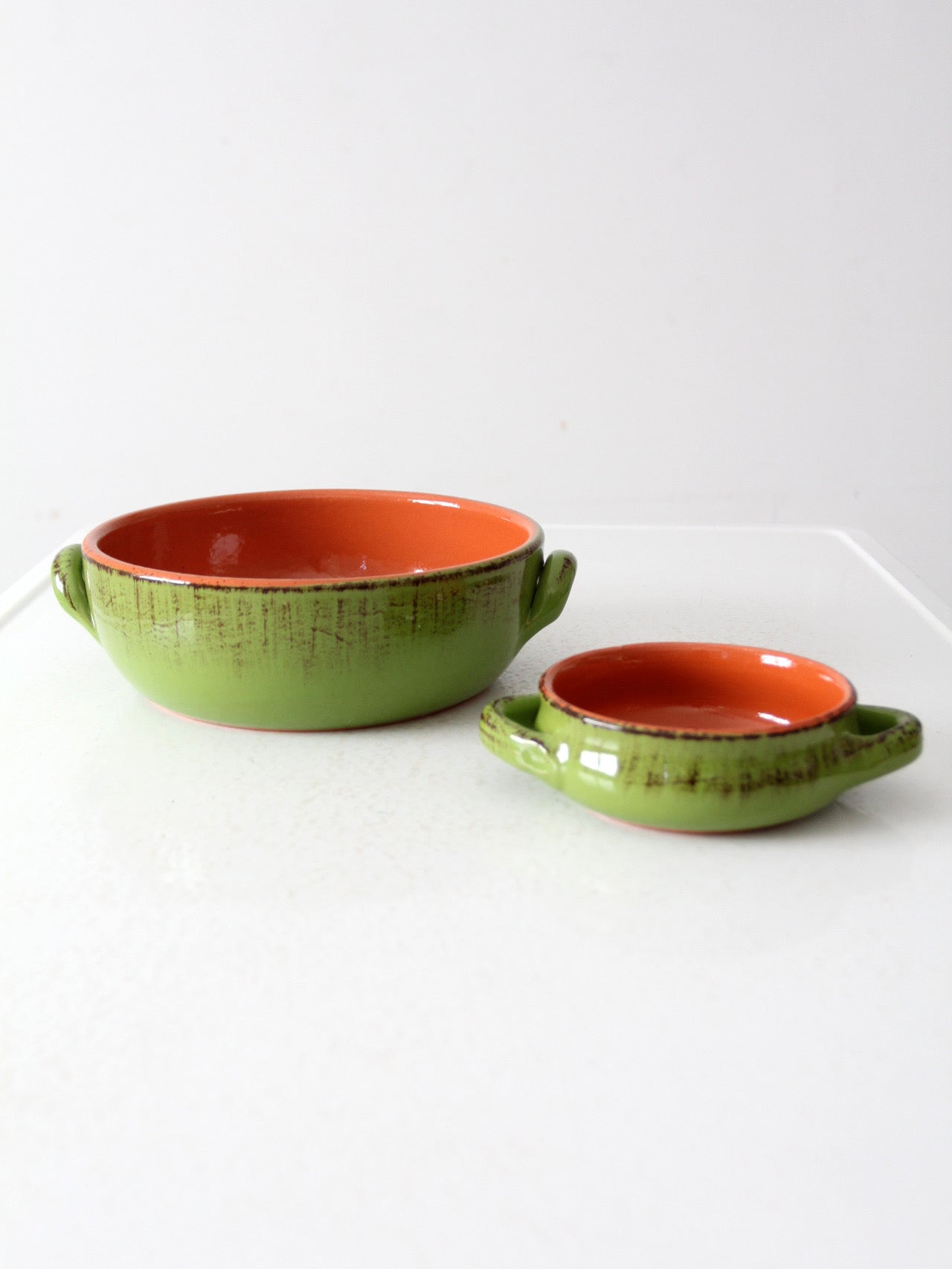 vintage Italian terracotta serving bowls pair