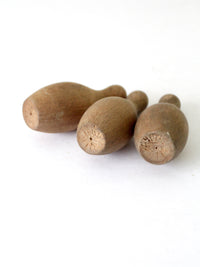vintage wood skittles set of 3