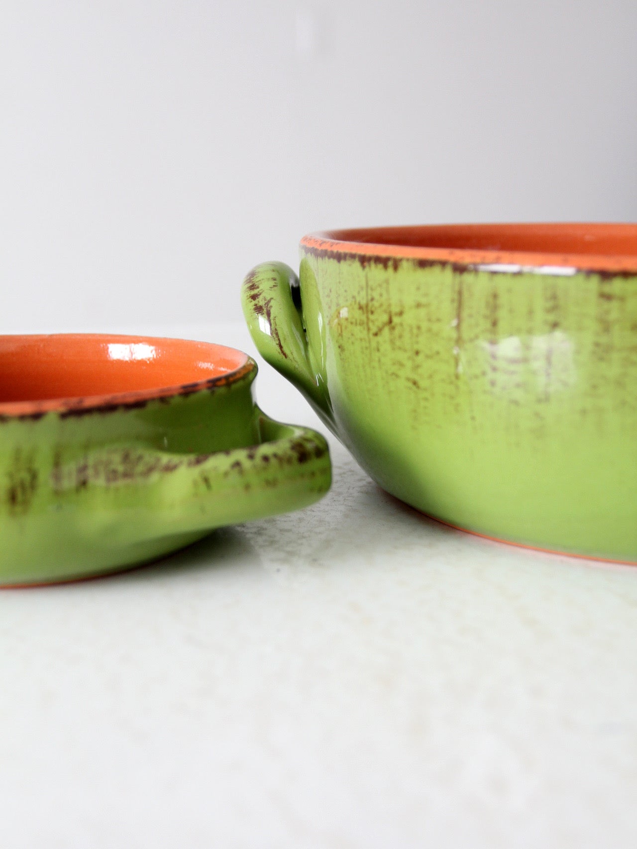 vintage Italian terracotta serving bowls pair