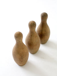 vintage wood skittles set of 3