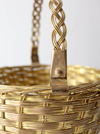 vintage solid brass woven basket