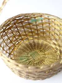 vintage solid brass woven basket