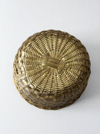 vintage solid brass woven basket