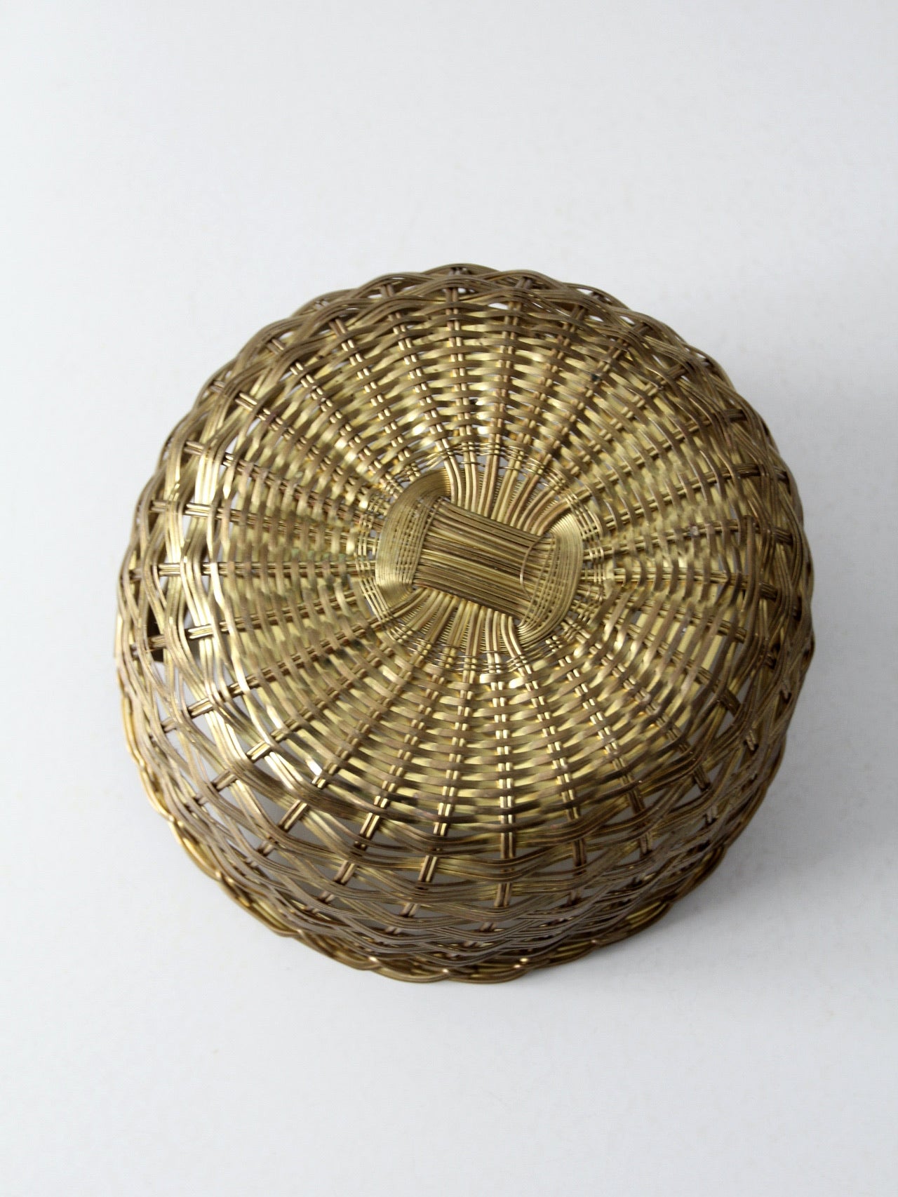 vintage solid brass woven basket