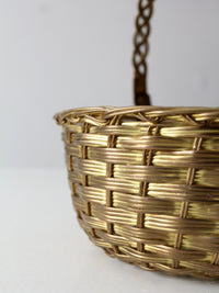 vintage solid brass woven basket