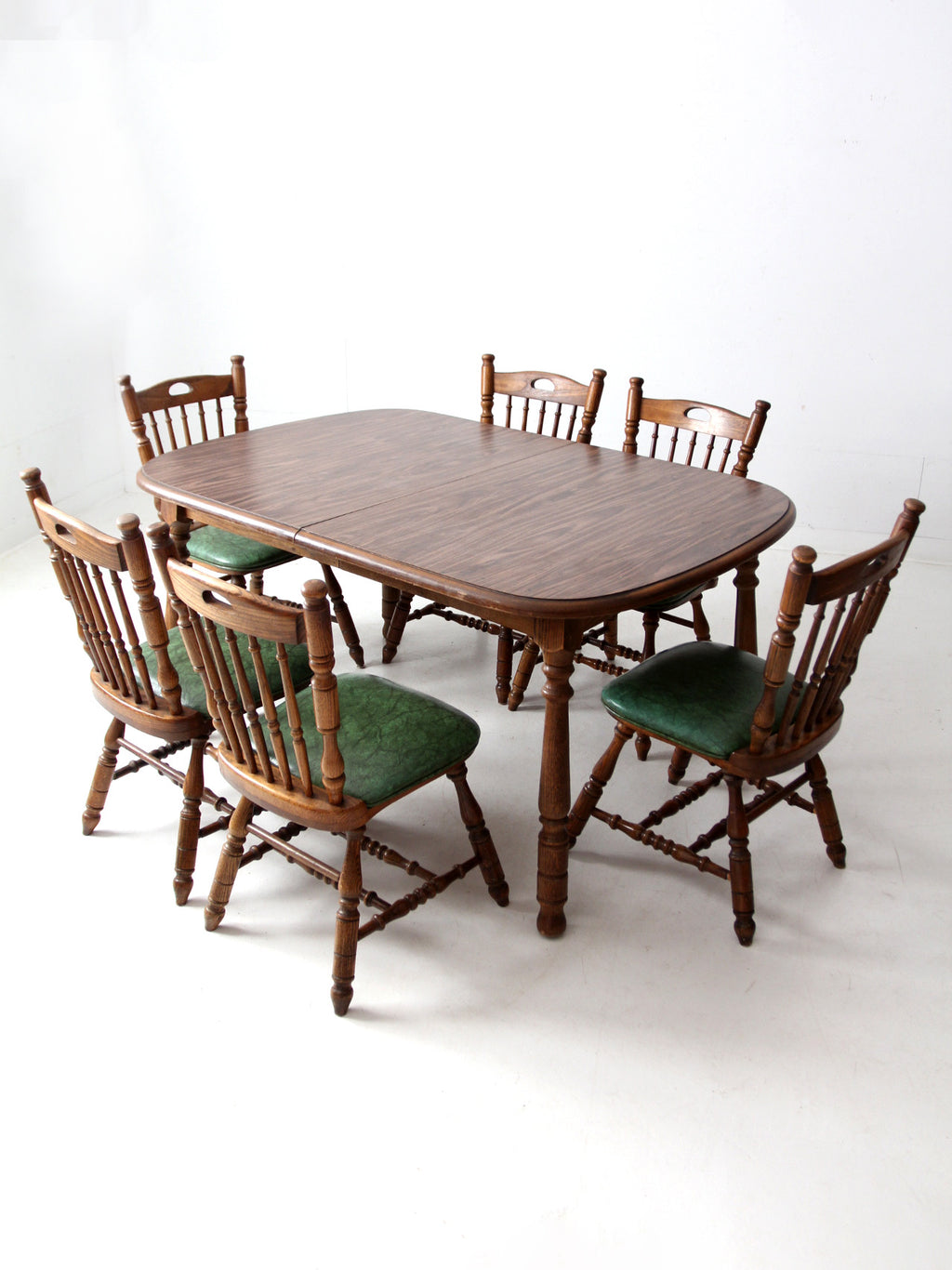 vintage Virginia House oak dining table and chair set – 86 Vintage