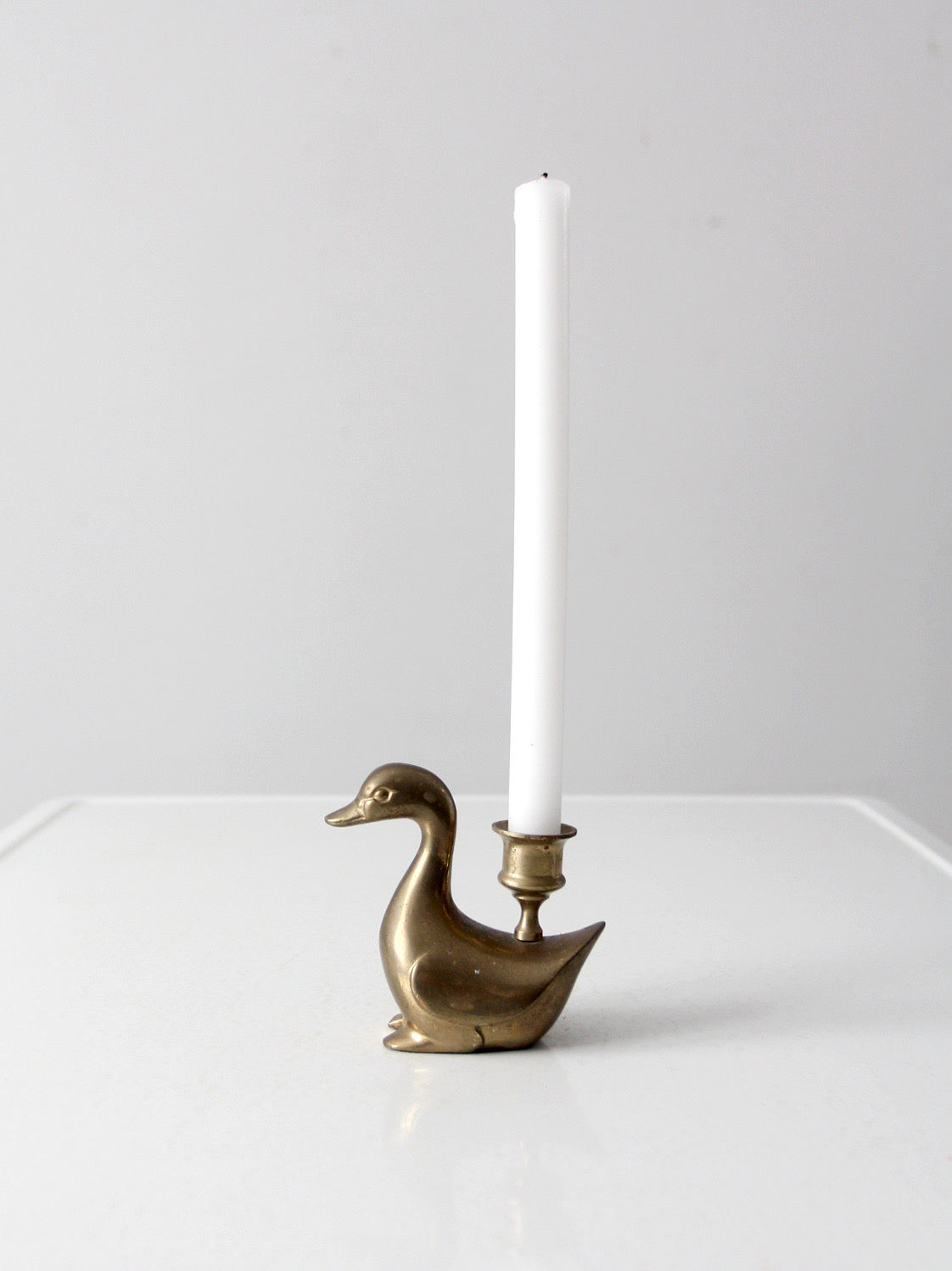 vintage brass duck candlestick holder