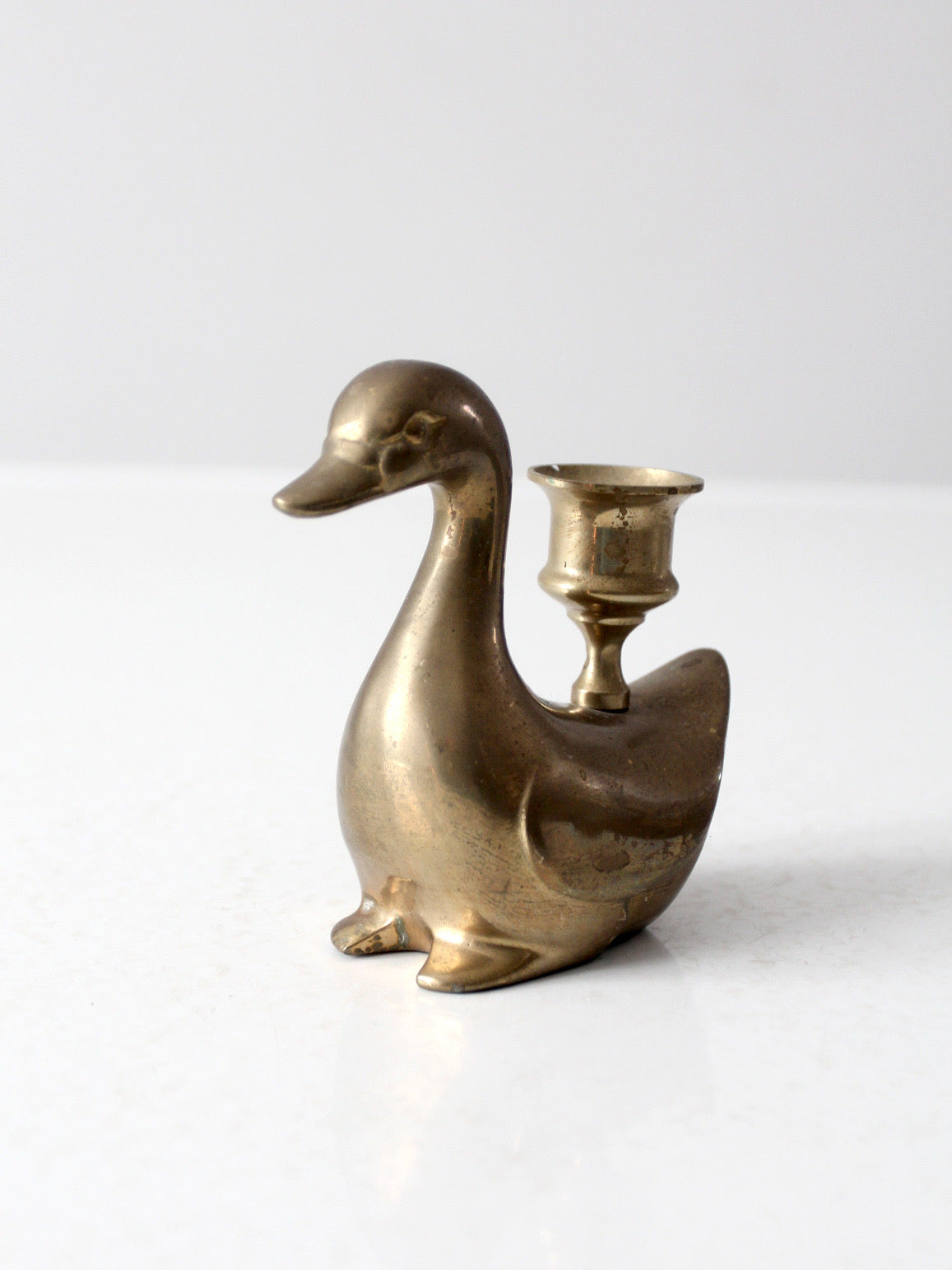 vintage brass duck candlestick holder