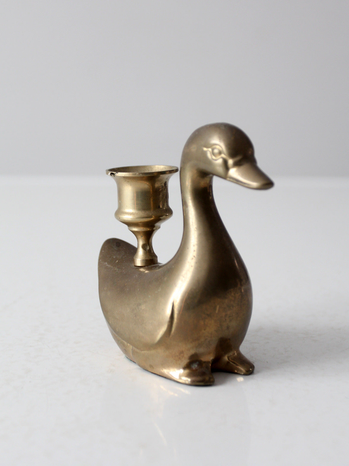 vintage brass duck candlestick holder