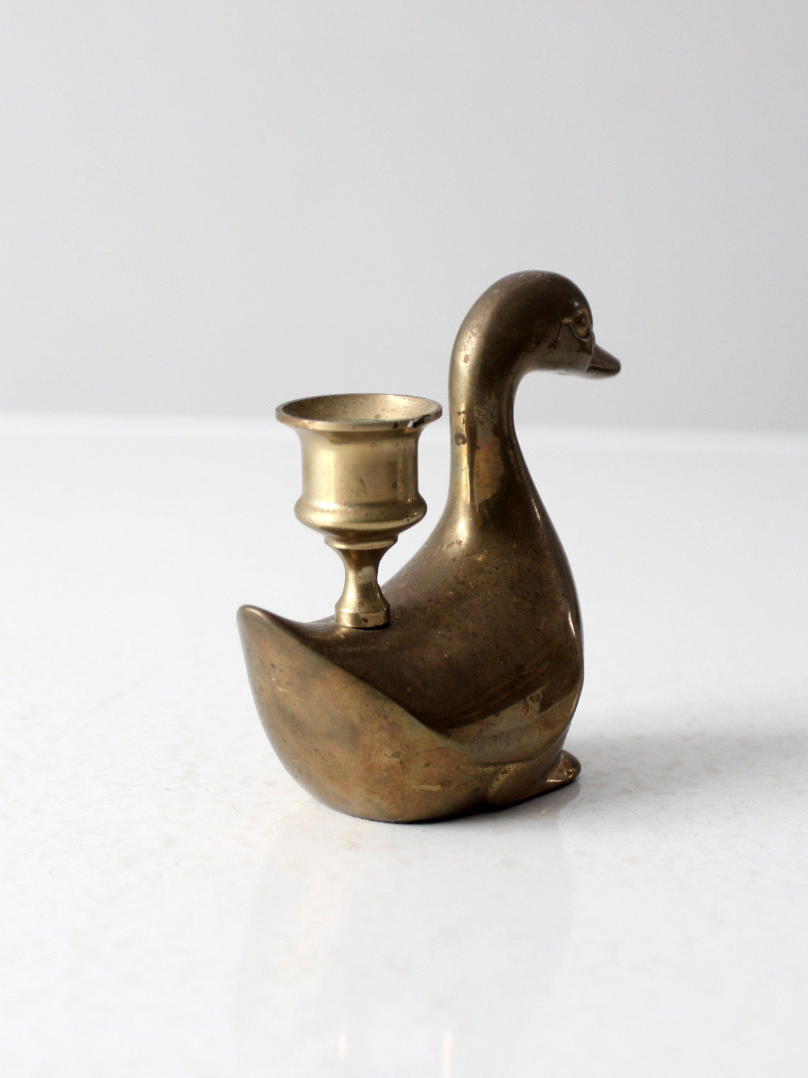 vintage brass duck candlestick holder
