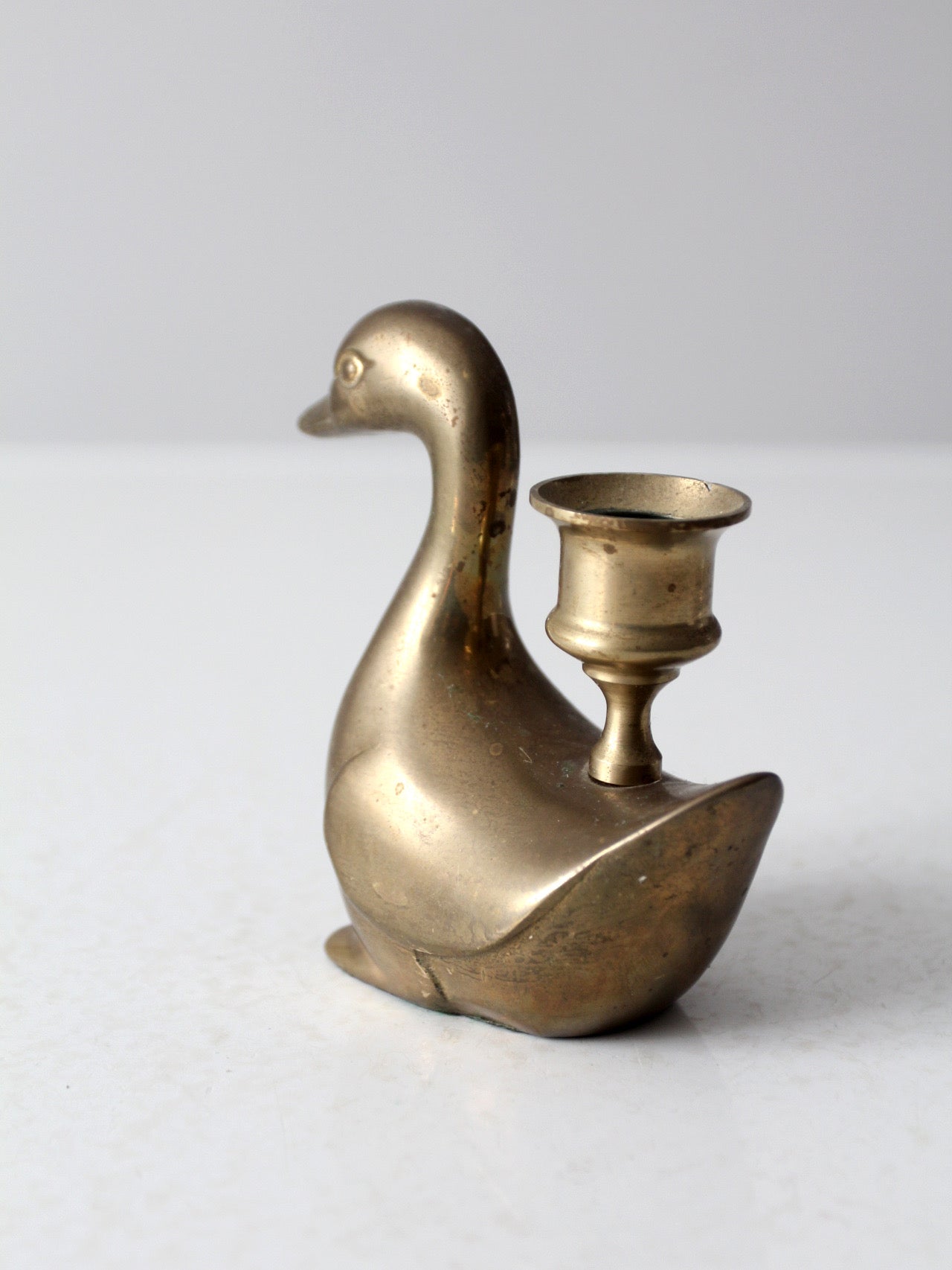vintage brass duck candlestick holder