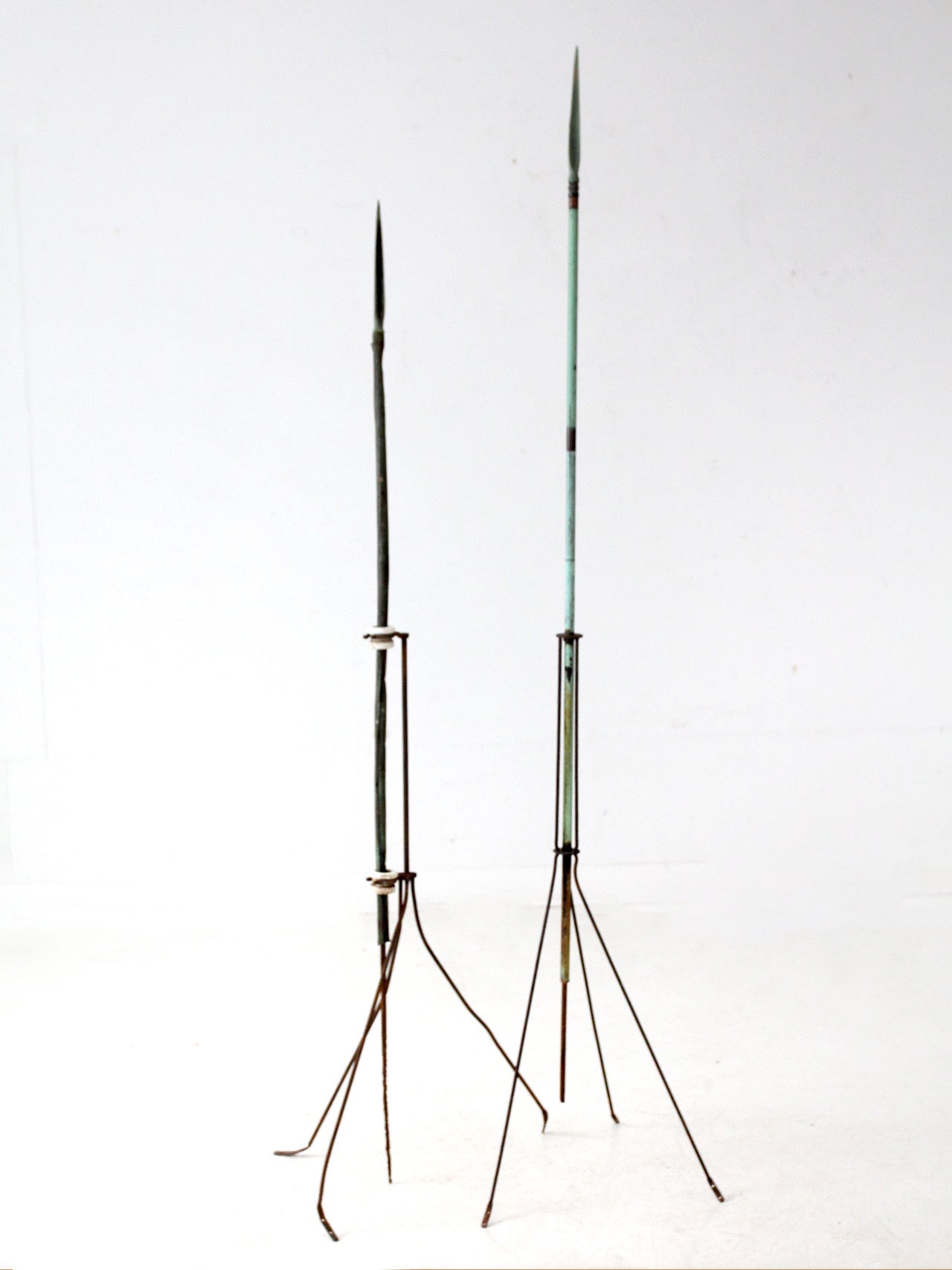 antique American lightning rods pair